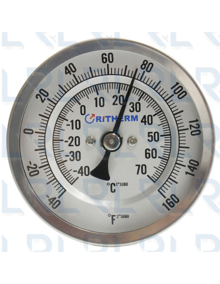 Termómetro Escualizable 5" Acero Inoxidable Conexión Trasera 1/2" NPT