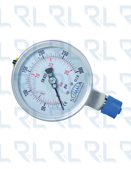 Manómetro Total Acero Inoxidable 4" Conexión Vertical 1/2" NPT Calibrable SUMMA