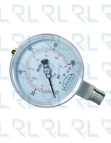 Manómetro Total Acero Inoxidable 4" Conexión...