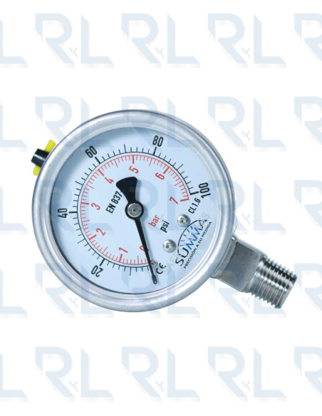 Manómetro Total Acero Inoxidable 2.5" Conexión Vertical 1/4" NPT Calibrable SUMMA