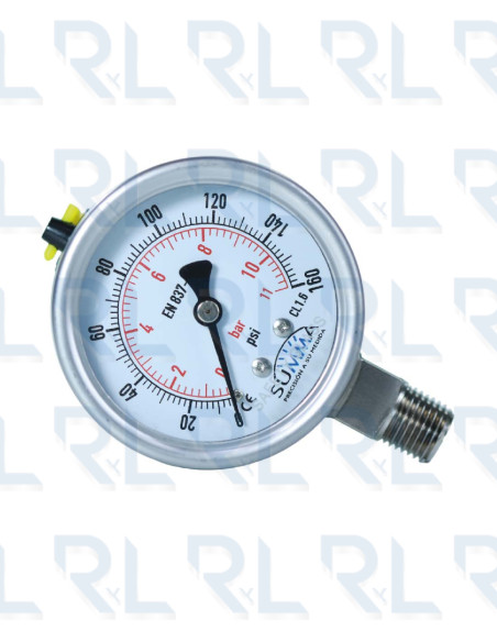 Manómetro Total Acero Inoxidable 2.5" Conexión Vertical 1/4" NPT Calibrable SUMMA