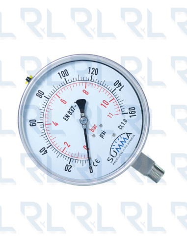 Manómetro Total Acero Inoxidable 6" Conexión...