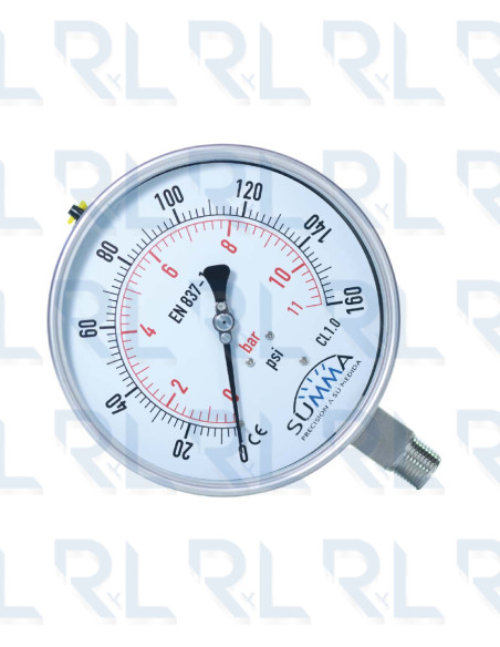 Manómetro Total Acero Inoxidable 6" Conexión Vertical 1/2" NPT Calibrable SUMMA