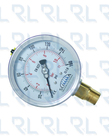 Manómetro Caja Acero Inoxidable 4" Conexión...