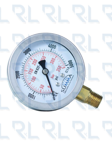 Manómetro Caja Acero Inoxidable 2.5", Conexión Vertical 1/4" NPT en Bronce SUMMA