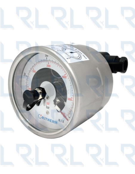 Manómetro Contactos Eléctricos Total Acero Inoxidable 4", Conexión Trasera 1/2" NPT