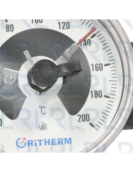 Termómetro Contactos Eléctricos Total Acero Inoxidable, Caratula 4" x Bulbo 4", Conexión Vertical 1/2" NPT