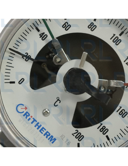 Termómetro Contactos Eléctricos Total Acero Inoxidable, Caratula 4" x Bulbo 4", Conexión Vertical 1/2" NPT