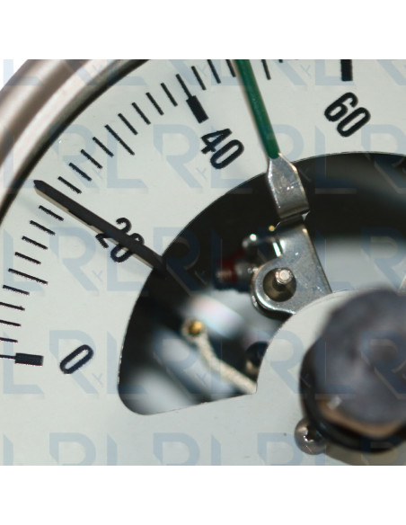 Termómetro Contactos Eléctricos Total Acero Inoxidable, Caratula 4" x Bulbo 4", Conexión Vertical 1/2" NPT