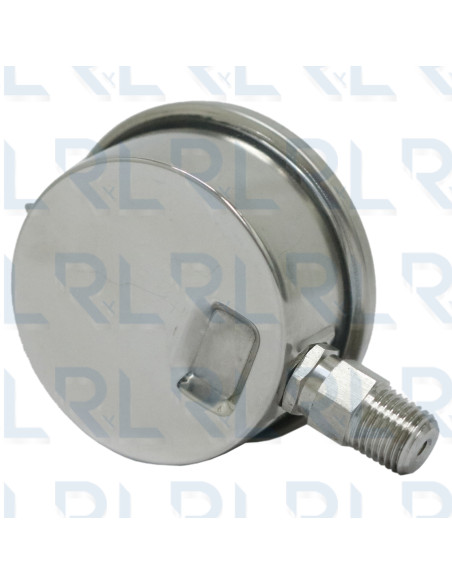 Manovacuómetro Total Acero Inoxidable 2.5" Conexión Vertical 1/4" NPT Grafado