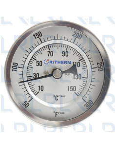 Termómetro Fijo 3" Acero Inoxidable Conexión Trasera 1/2" NPT