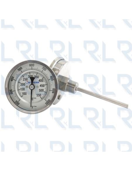 Termómetro Fijo 3" Acero Inoxidable Conexión Trasera 1/2" NPT