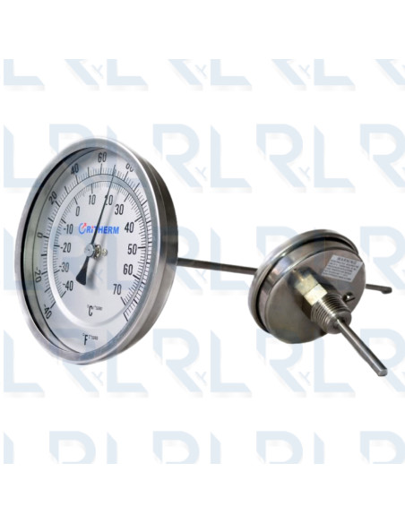 Termómetro Fijo 3" Acero Inoxidable Conexión Trasera 1/2" NPT