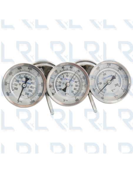 Termómetro Fijo 3" Acero Inoxidable Conexión Trasera 1/2" NPT