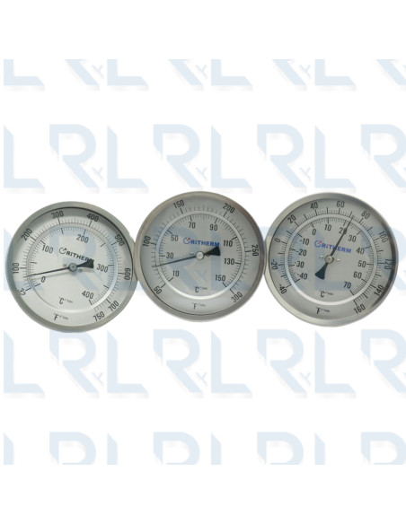 Termómetro Fijo 3" Acero Inoxidable Conexión Trasera 1/2" NPT