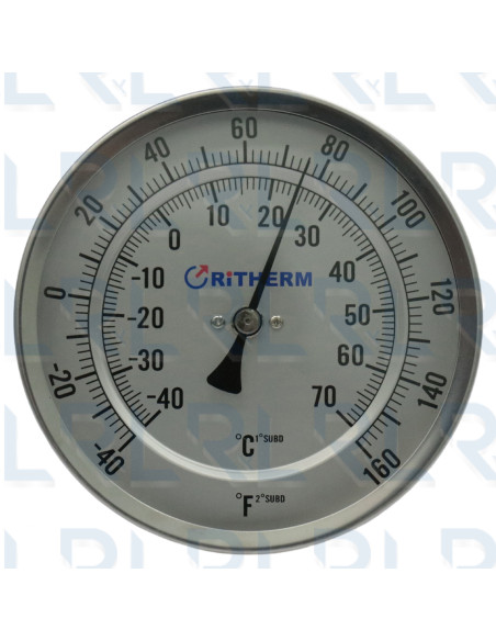 Termómetro Fijo 3" Acero Inoxidable Conexión Trasera 1/2" NPT