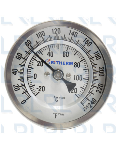 Termómetro Fijo 3" Acero Inoxidable Conexión...
