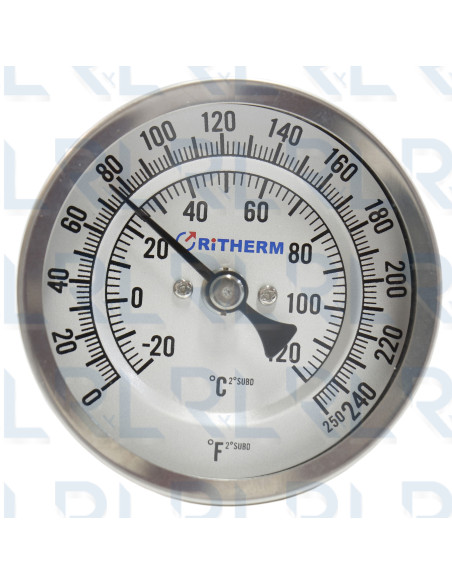 Termómetro Fijo 3" Acero Inoxidable Conexión Trasera 1/2" NPT