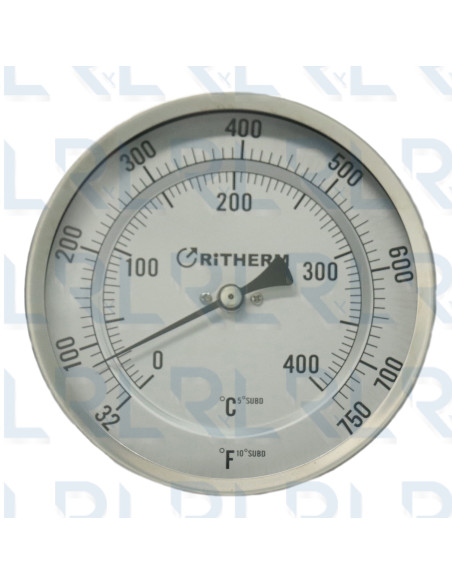 Termómetro Escualizable 3" Acero Inoxidable Conexión Trasera 1/2" NPT