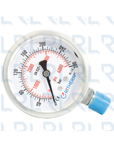 Manómetro Total Acero Inoxidable 2.5" Conexión Vertical 1/4" NPT Calibrable