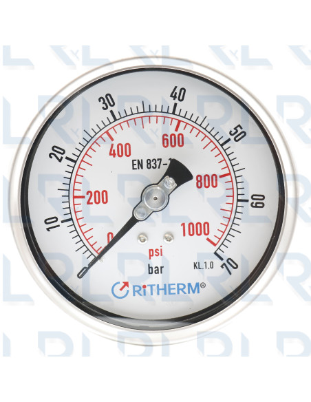 Manómetro Total Acero Inoxidable 4" Conexión Trasera 1/2" NPT Calibrable