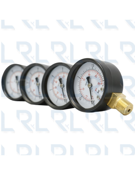 Manómetro Caja Negra 2", Conexión Vertical 1/4" NPT en Bronce