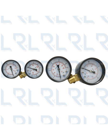 Manómetro Caja Negra 2.5", Conexión Vertical 1/4" NPT en Bronce