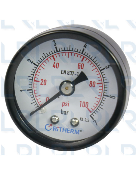 Manómetro Caja Negra 2.5", Conexión Trasera 1/4" NPT en Bronce