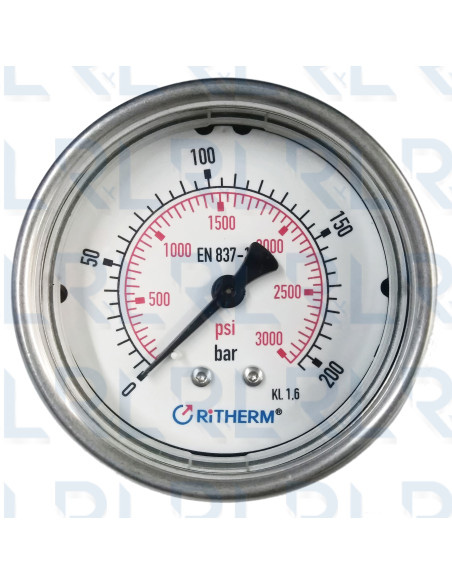 Manómetro Caja Acero Inoxidable 2.5", Conexión Trasera 1/4" NPT en Bronce