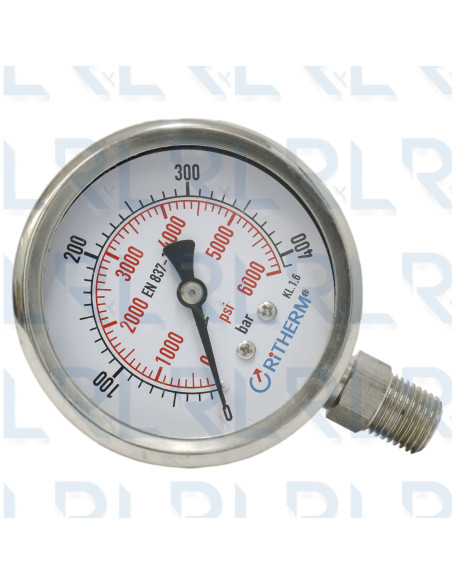 Manómetro Total Acero Inoxidable 2.5" Conexión Vertical 1/4" NPT Grafado