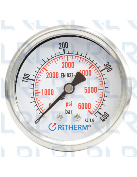Manómetro Total Acero Inoxidable 2.5" Conexión Trasera 1/4" NPT Grafado