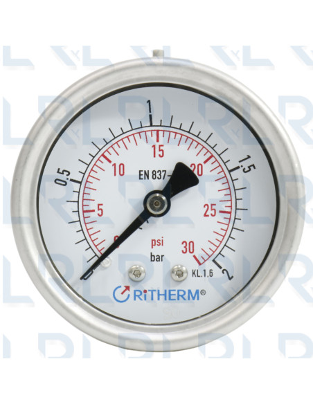 Manómetro Total Acero Inoxidable 2.5" Conexión Trasera 1/4" NPT Calibrable