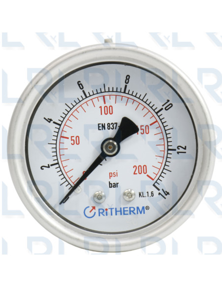 Manómetro Total Acero Inoxidable 2.5" Conexión Trasera 1/4" NPT Calibrable