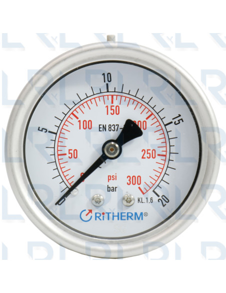 Manómetro Total Acero Inoxidable 2.5" Conexión Trasera 1/4" NPT Calibrable