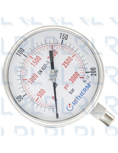 Manómetro Total Acero Inoxidable 6" Conexión Vertical 1/2" NPT Calibrable