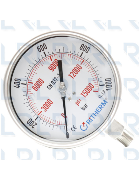 Manómetro Total Acero Inoxidable 6" Conexión Vertical 1/2" NPT Calibrable