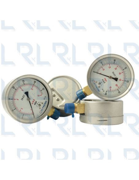 Manómetro Caja Acero Inoxidable 4", Conexión Vertical 1/2" NPT en Bronce (Pulgadas de Agua)