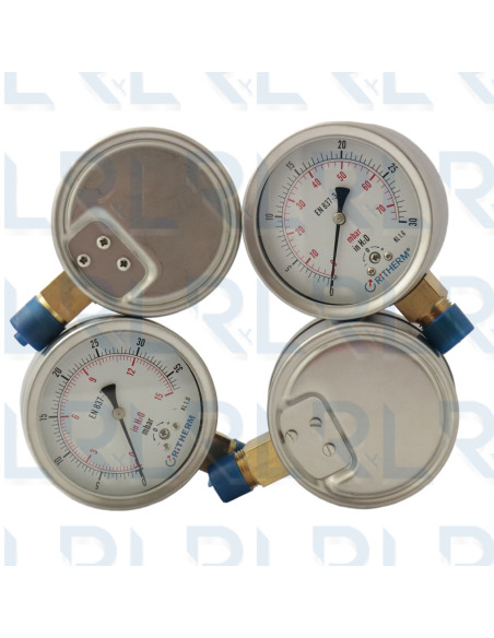 Manómetro Caja Acero Inoxidable 4", Conexión Vertical 1/2" NPT en Bronce (Pulgadas de Agua)