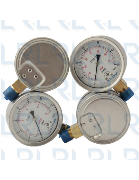 Manómetro Caja Acero Inoxidable 4", Conexión Vertical 1/2" NPT en Bronce (Pulgadas de Agua)