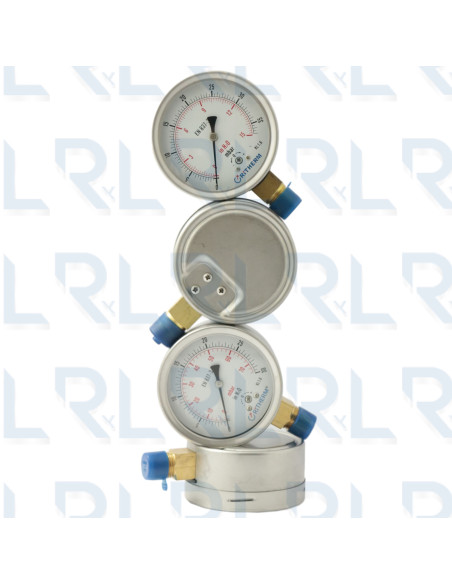 Manómetro Caja Acero Inoxidable 4", Conexión Vertical 1/2" NPT en Bronce (Pulgadas de Agua)