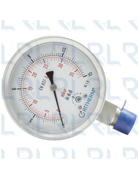 Manómetro Total Acero Inoxidable 4", Conexión Vertical 1/2" NPT (Pulgadas de Agua)