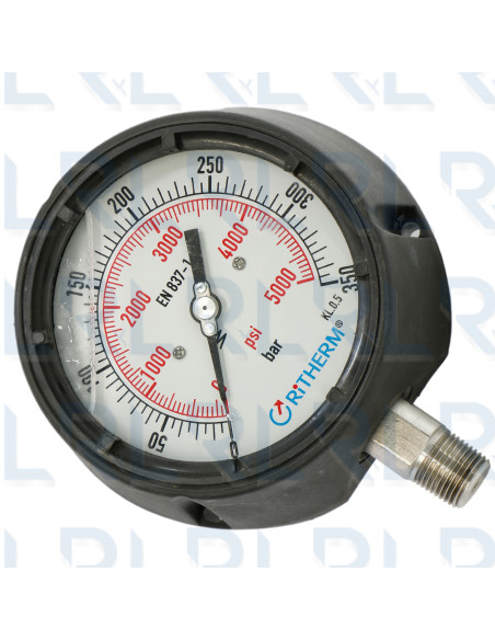 Manómetro Caja Fenólica 4.5", Conexión Vertical 1/2" NPT en Acero Inoxidable