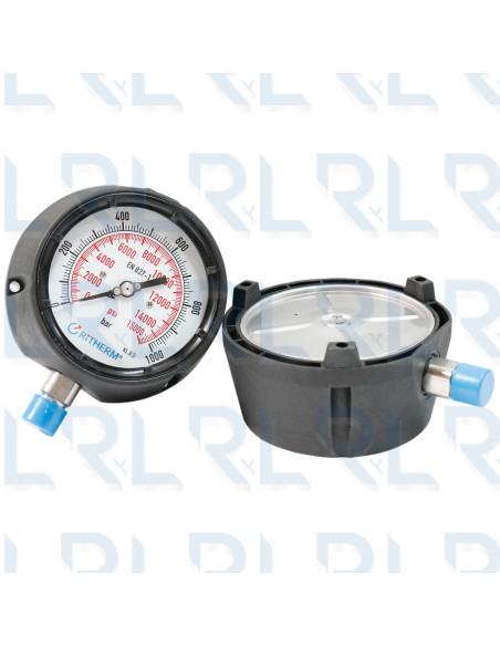 Manómetro Caja Fenólica 4.5", Conexión Vertical 1/2" NPT en Acero Inoxidable