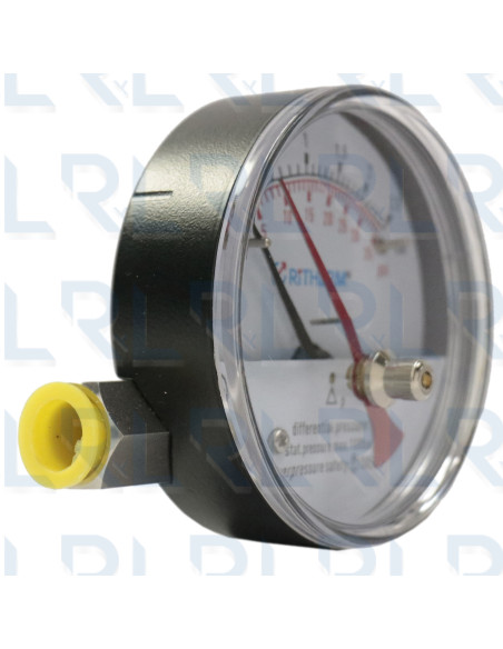 Manómetro Diferencial Caja Aluminio Negro 3", Conexiones Laterales 1/4" NPT en Acero Inoxidable