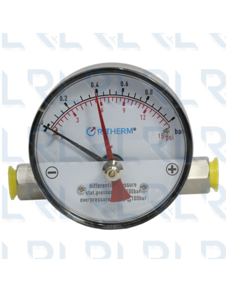 Manómetro Diferencial Caja Aluminio Negro 3", Conexiones Laterales 1/4" NPT en Acero Inoxidable