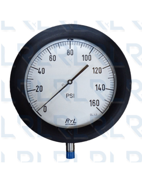 Manómetro Caja Aluminio 10", Conexión Vertical 1/2" NPT en Acero Inoxidable