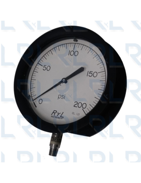 Manómetro Caja Aluminio 10", Conexión Vertical 1/2" NPT en Acero Inoxidable