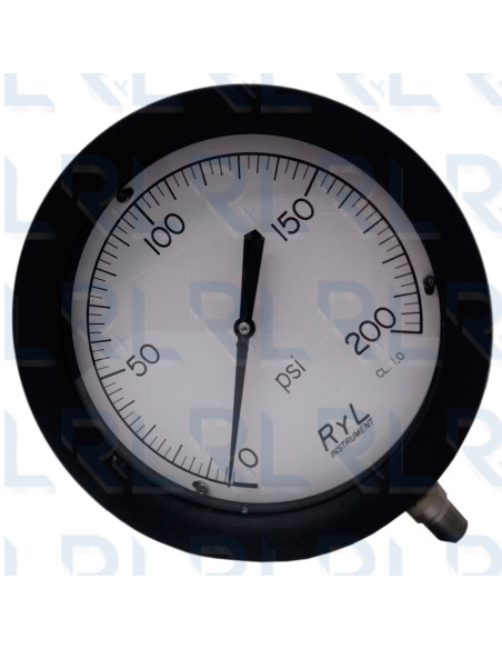 Manómetro Caja Aluminio 10", Conexión Vertical 1/2" NPT en Acero Inoxidable