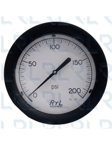 Manómetro con caja de aluminio de 10” y conexión trasera 1/2" NPT acero inoxidable 316
