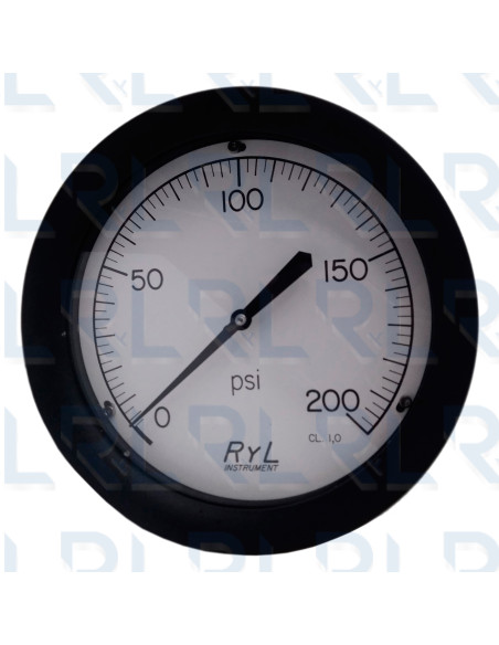 Manómetro con caja de aluminio de 10” y conexión trasera 1/2" NPT acero inoxidable 316